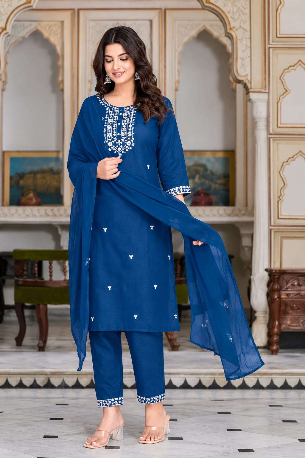 ROYAL Blue Embroidered Kurta Set