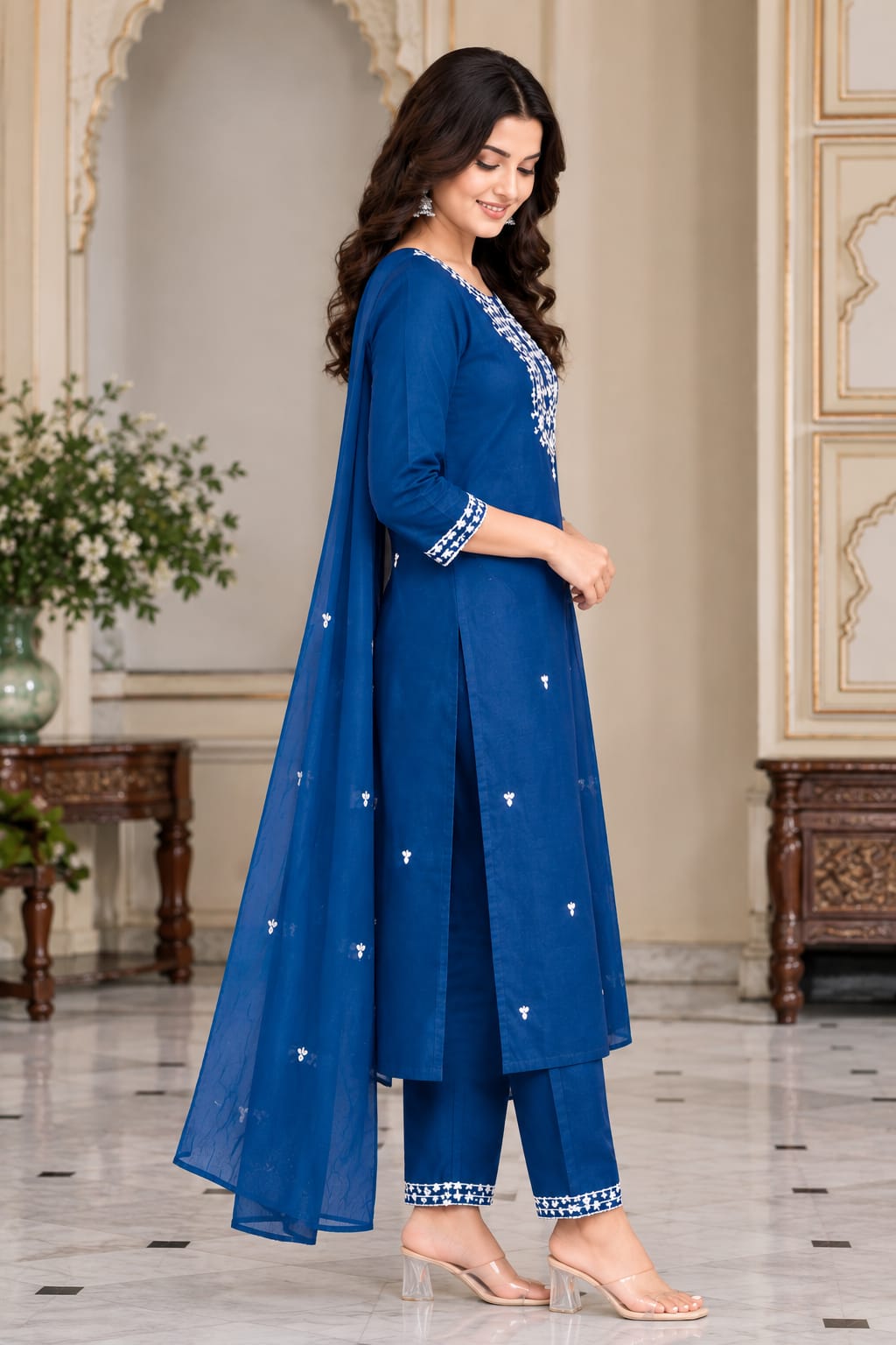 ROYAL Blue Embroidered Kurta Set