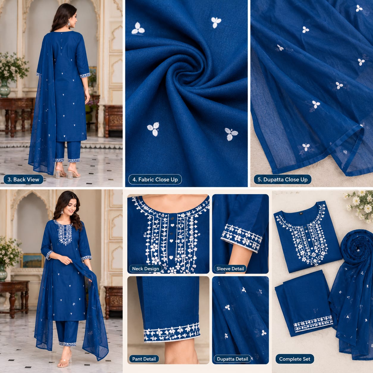 ROYAL Blue Embroidered Kurta Set