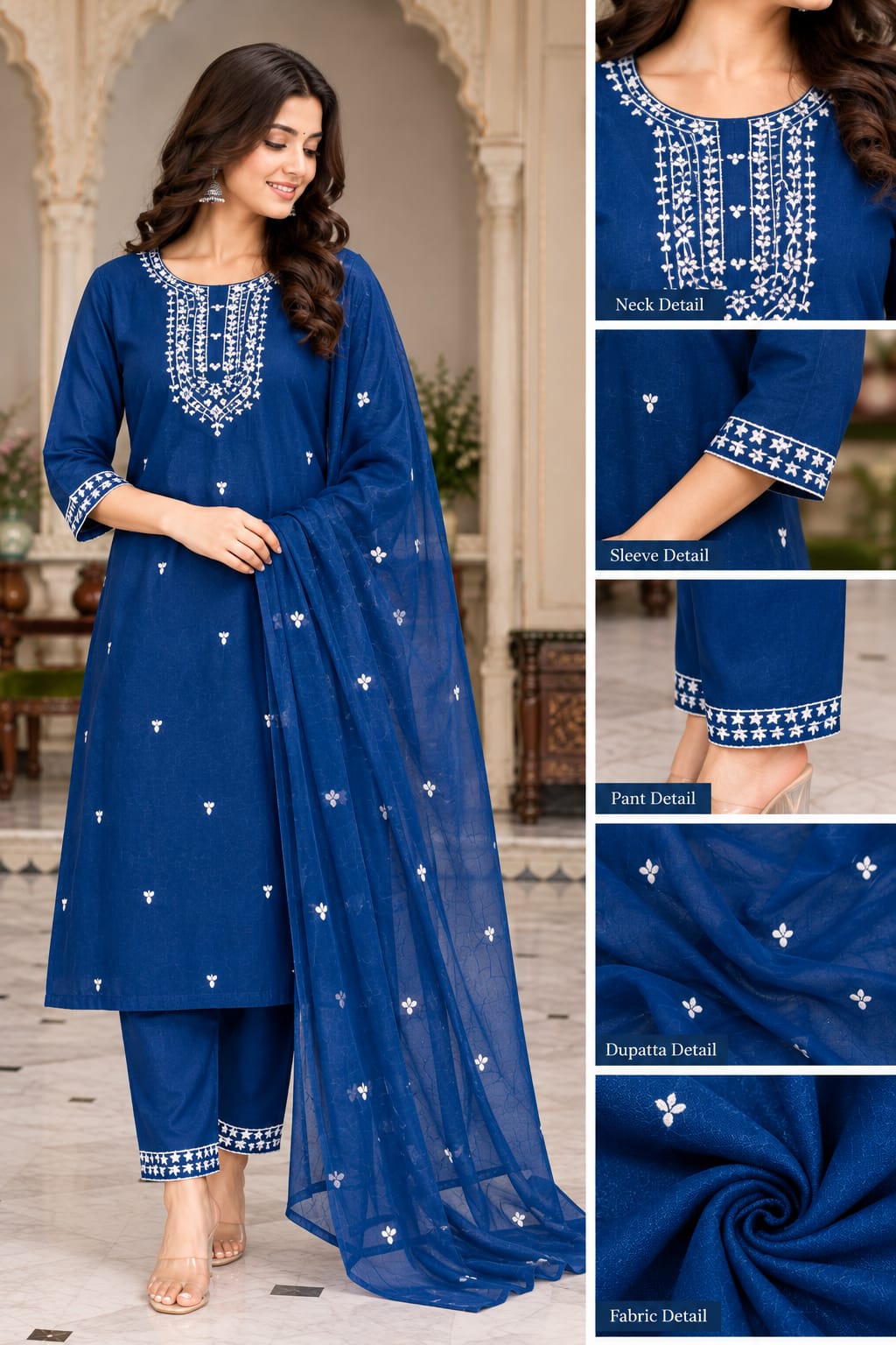 ROYAL Blue Embroidered Kurta Set